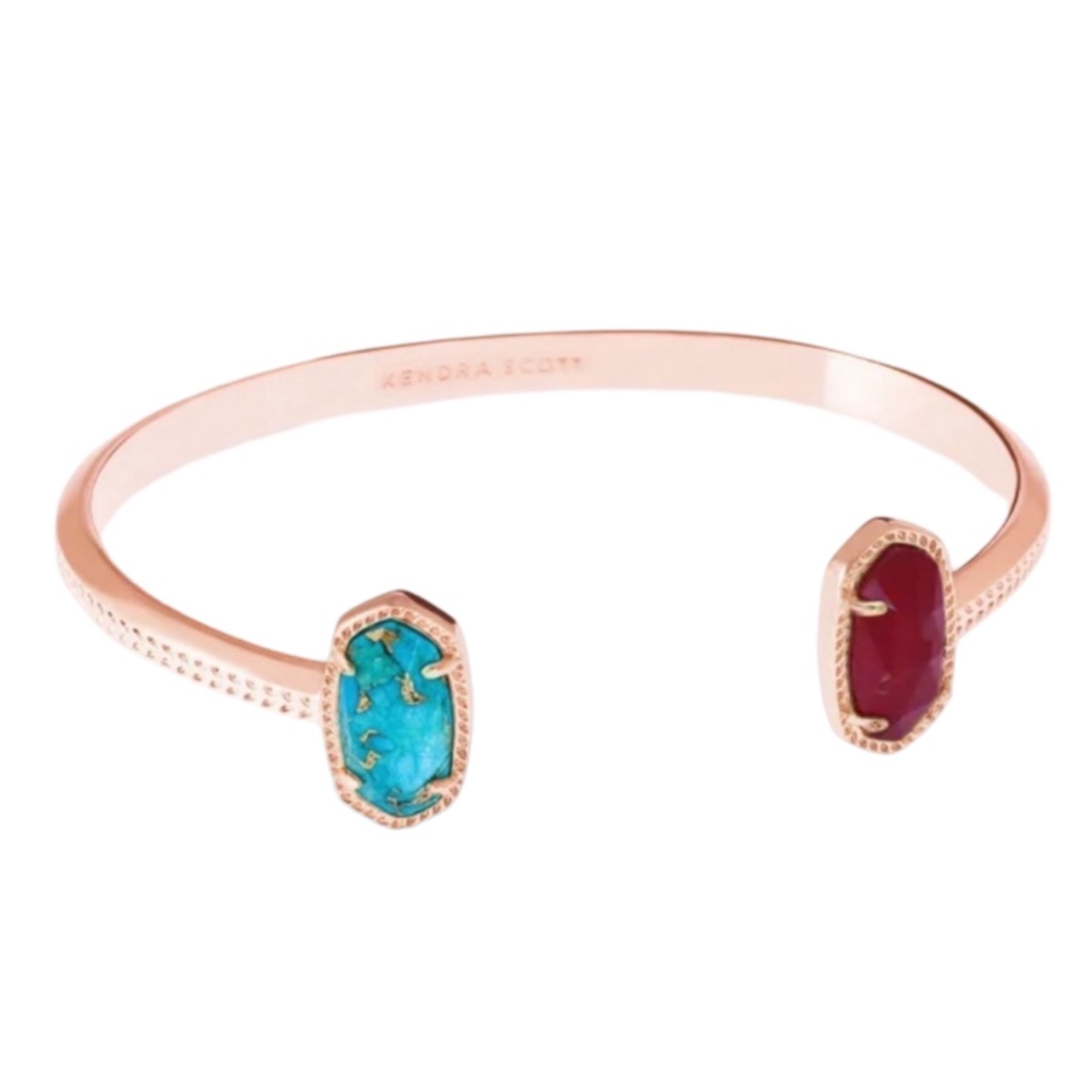 Kendra Scott Customized Turquoise Rose Gold Elton Purple Agate Cuff Bracelet